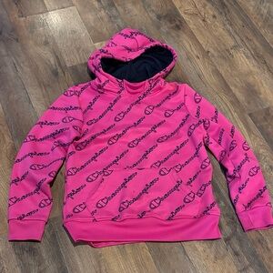 Champion Vibrant Pink Hoodie with Logo Pattern